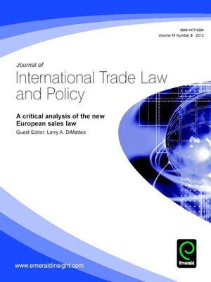 cover image of Journal of International Trade Law and Policy, Volume 11, Issue 3
